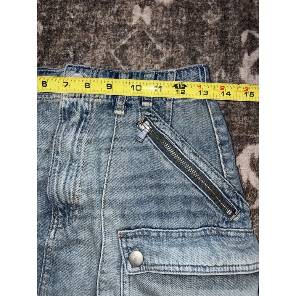 Free People We The Free Avenue Denim Skirt Y2K Cargo Utility Size 27